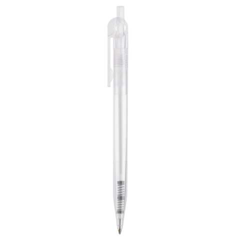 Transparante Toppoint design balpen, geproduceerd in Duitsland. Deze pen bevat een blauwschrijvende X20 vulling voor 2,5km schrijfplezier. 