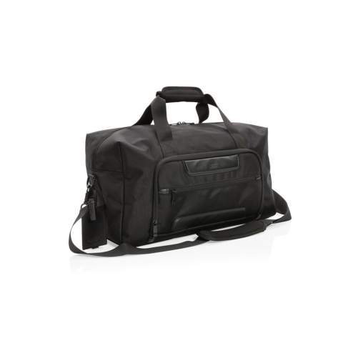 The Swiss Peak AWARE™ RPET Voyager weekend bag is a modern travel bag. Made from durable 1680D recycled polyester with rich PU details, the bag is a perfect companion for a weekend away. The travel bag has a roomy compartment and an internal zipper pocket. The front zipper pocket houses multiple pockets for handy internal organisation. Additional features are a luggage tag and RFID pockets. In short: an absolute must-have for a weekend away. The exterior is made from 1680D recycled polyester and the lining is 150D recycled polyester. With AWARE™ tracer that validates the genuine use of recycled materials. Each bag has reused 50.7 0.5L PET bottles. 2% of proceeds of each product sold containing AWARE™ will be donated to Water.org.<br /><br />PVC free: true