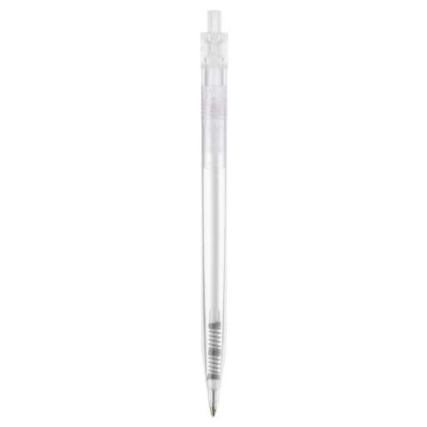 Transparante Toppoint design balpen, geproduceerd in Duitsland. Deze pen bevat een blauwschrijvende X20 vulling voor 2,5km schrijfplezier. 