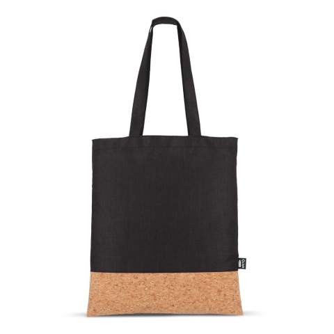 Diese strapazierfähige Tragetasche aus 300D recyceltem PET und Kork trägt ein maximales Gewicht von 10 kg. Perfekt für den täglichen Gebrauch. Hergestellt aus R-PET.