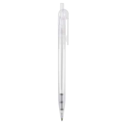 Transparante Toppoint design balpen, geproduceerd in Duitsland. Deze pen bevat een blauwschrijvende X20 vulling voor 2,5km schrijfplezier. 