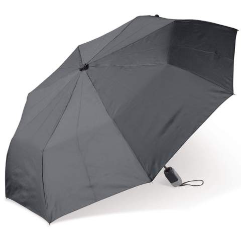 Beau parapluie pliable avec manche et poignée au design ergonomique. Les nervures du cadre sont en fibre de verre pour une durabilité accrue. Le cadre noir contraste agréablement avec le baldaquin coloré.