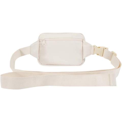 The Trip Aware™ recycled travel crossbody bag is a compact and functional bag designed for daily use and light travel. Made from durable 290D twill polyester with a knitted backing and lined with RPET 210D/PU, it features a clean, streamlined shape with practical storage options. The main zipped compartment holds your everyday essentials, while the back zipped pocket includes a ribbon for keys, as well as dedicated slots for pens and a passport. The adjustable strap with buckle ensures a secure and comfortable fit during movement. Each bag also comes with an Aware™ tracer. This innovative feature allows users to trace the origins and journey of their item through a QR code, enhancing transparency in the supply chain and fostering a stronger connection between the product and its production process. Volume capacity: 1 litre.