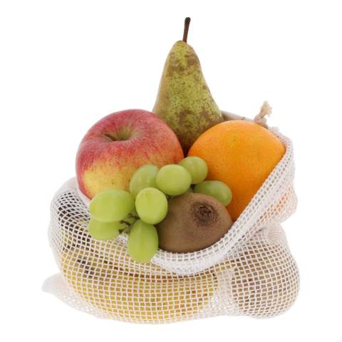 Réduisez le nombre de sacs en plastique dans les supermarchés grace à l'utilisation de votre propre sac de courses. Il convient parfaitement au transport des fruits et légumes. Réutilisez-le encore et encore. Lorsqu'il est sale, lavez-le simplement à basse température (car il pourrait rétrécir).