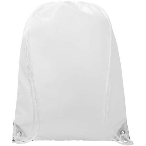 Drawstring backpack with main compartment with drawstring closure in white colour. Features coloured reinforced corners. Resistance up to 5 kg weight. 