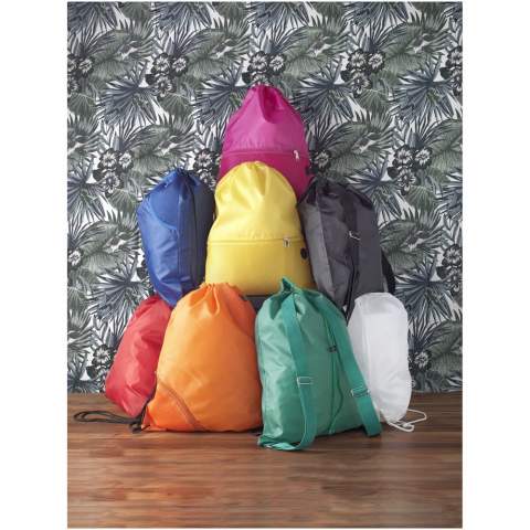 Drawstring backpack with main compartment with drawstring closure in white colour. Features coloured reinforced corners. Resistance up to 5 kg weight. 