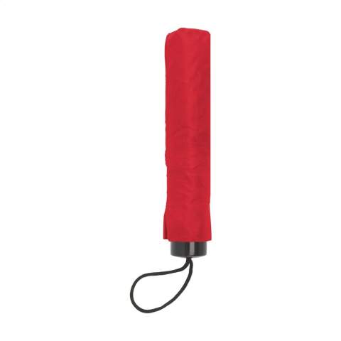 Compacte, opvouwbare paraplu met 190T polyester bespanning. Metalen frame en steel, kunststof hangreep met lus, klittenbandsluiting en opberghoes. Manuele bediening. Afm. dichtgevouwen: Ø 5,5 x 24 cm.
