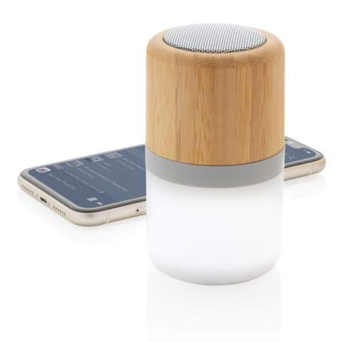 Wireless 3W speaker made from natural bamboo. The speaker has an integrated mood light that can light up in 4 different modes.  With BT 5.0 for optimal connection up to 10 metres. The 400 mAh battery allows a playing time up to 3 hours depending on usage and can be re-charged within 2 hours. Including PVC free TPE micro usb cable for re-charging.<br /><br />HasBluetooth: True<br />NumberOfSpeakers: 1<br />SpeakerOutputW: 3.00