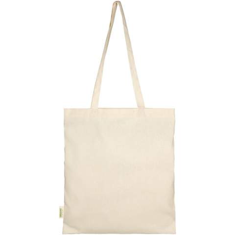 Sustainable tote bag with a large open main compartment providing plenty of space to carry around all of the essentials. The 32 cm long handles makes it comfortable and easy to carry around wherever you go. This tote bag is made in India with GOTS certified 100 g/m² organic cotton and is OEKO-Tex certified. Resistance up to 5 kg weight.