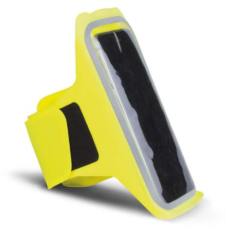 This Toppoint design armband for runners comes in a florescent colour and includes reflecting material for visibility. Suitable for most smartphones. Size adjustable making it ideal for men or women. The touch screen of your smartphone can be operated through the transparent PVC. It has an opening for earbuds.