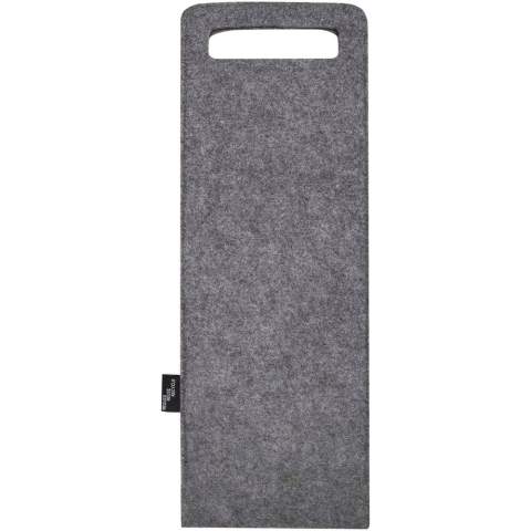 Sac à vin en feutrine recyclée certifiée GRS, douce et durable, au design épuré et muni de poignées pour faciliter le transport. Capacité : 75 cl.
