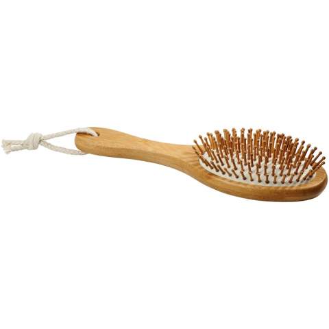 Hairbrush with bamboo bristles to detangle, smooth and style any hairtype. Crafted from sustainable bamboo. Bamboo helps absorb CO2 from the atmosphere, grows quicker and produces more oxygen than trees.