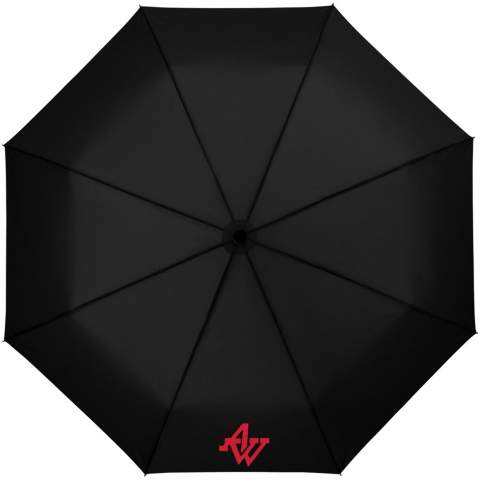 The Wali 21" foldable umbrella looks small and compact but provides excellent shelter from the rain. The umbrella is an auto-open umbrella, which means that it opens within a push of a button. Furthermore, the umbrella has a metal frame, flexible fibreglass ribs and a sturdy plastic rubber-coated handle for a good grip. Delivered with a pouch that protects the umbrella from damage and makes it easy to store.