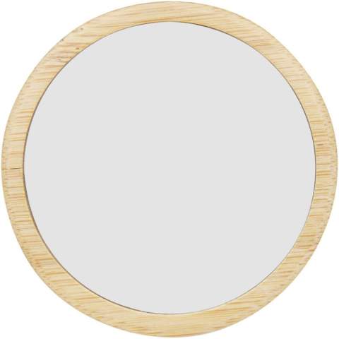 Round mirror made from bamboo for a natural and elegant touch. Delivered in a cotton pouch.