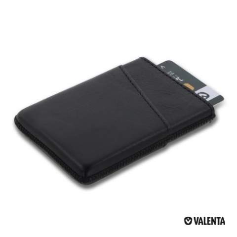 The sleekly designed, black genuine leather protective case includes a Card Case which can accommodate 6 to 8 cards. The high-quality aluminum protects your (bank) cards from damage and unwanted RFID communication, such as skimming. On the front and back of the card case there is room for storing 2 additional cards.