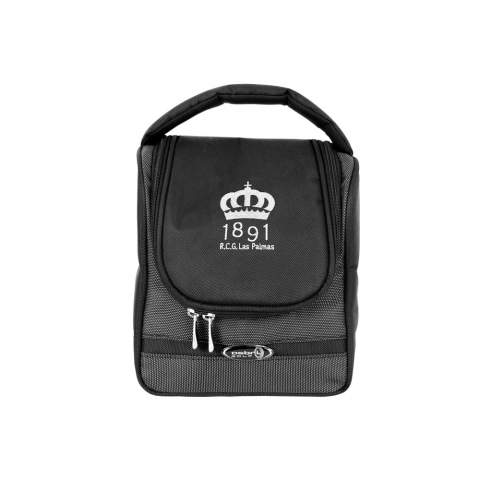 toilet bag with a large compartment and multiple smaller compartments
