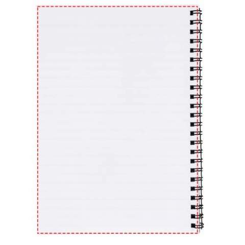 Desk-Mate® A4 spiral notebook. Includes 50 sheets blank paper (80 g/m2) and front cover (450g/m2). The cover is tear- and waterproof. Full colour print is possible to the cover and each sheet.