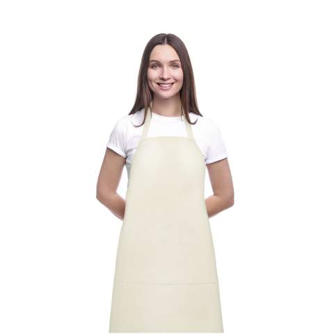 If you're looking for a cotton apron with premium quality, the Khana apron is exactly what you need. It's made of 280 g/m² canvas making it thick and sturdy, yet comfortable to wear. It features 2 adjacent pockets (size 25 x 26 cm and 16 x 18 cm), and a 65 cm tie-back closure. 