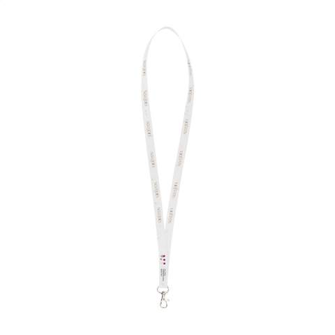 WoW! Lanyard gemaakt van 100% gerecycled en recyclebaar, plantbaar zaadpapier. Met metalen karabijnhaak. Inclusief full colour opdruk op 1 zijde. Een perfect item voor onder meer beurzen en congressen. Promotioneel en functioneel. Tussen twee lagen gerecycled oud papier (40 g/m²) zit een mix aan bloemzaadjes verlijmd. Na gebruik kun je de biologisch afbreekbare lanyard (m.u.v. de karabijnhaak) in de aarde planten.   De zaadjes groeien uit tot bloemen. De veldbloemenmix bestaat uit: Moederkruid -  Sluierkruid - Grote Leeuwenbek - Schermscheefbloem - Zilverschildzaad - Mexicaantje - Petunia Nana, Salvia Coccinia, Zomerazalea - IJsbloem. Een milieuvriendelijk product dat bovendien bijdraagt aan het op peil houden van een gezonde bijenpopulatie.