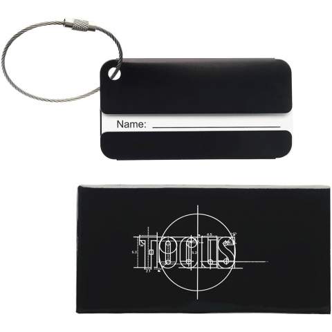 Luggage tag with cable. 