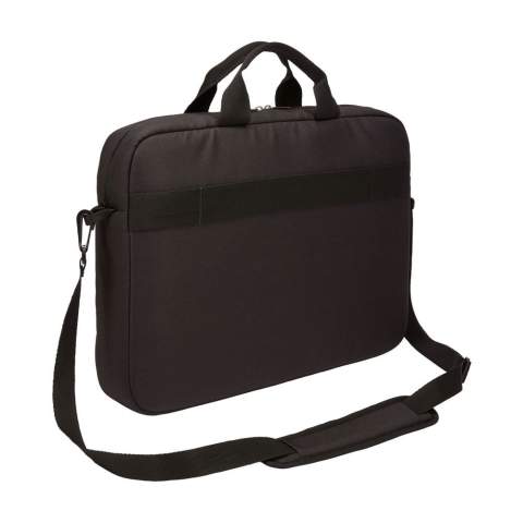 Professionelle 15,6-Zoll-Laptoptasche der Marke Case Logic. Die Polyestertasche verfügt über ein großzügiges Laptopfach mit schützendem Schaumstoff zum sicheren Aufbewahren und Transportieren eines Laptops bis zu 15,6 Zoll. Darüber hinaus gibt es jede Menge intelligenten Stauraum, z. B. ein separates Einsteckfach für ein 10,1-Zoll-Tablet, ein Fach mit verstecktem Reißverschluss auf der Vorderseite zur Aufbewahrung eines Telefons, ein geräumiges Fach auf der Vorderseite mit Aufbewahrungsfach für Stifte, kleine elektronische Geräte und Ladekabel sowie ein spezielles Fach für Dokumente. Mit verstellbarem/abnehmbarem Schulterriemen, gepolstertem Griff und einem Gepäckriemen, mit dem die Tasche an den meisten Trolleys befestigt werden kann.