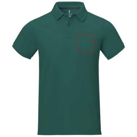 The Calgary short sleeve men's polo is a classic essential that combines style and comfort effortlessly. Made from a 200 g/m² pique knit fabric with a pre-shrunk finish, it ensures a perfect fit that lasts and therefore is suitable for different actitvities and events. The flat knit rib cuffs add sophistication and maintain the polo's shape. Side slits with satin tape finishing and forward shoulder seam with chain stitching added for flexibility and comfort. Available in a range of vibrant colours.