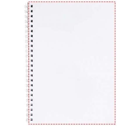Desk-Mate® A5 spiral notebook. Includes 50 sheets blank paper (80 g/m2) and front cover (450 g/m2). The cover is tear- and waterproof. Black or white colour wire. You can customise the pages of this versatile notebook with any design - so whether you want lined paper, squares or dots - anything is possible!