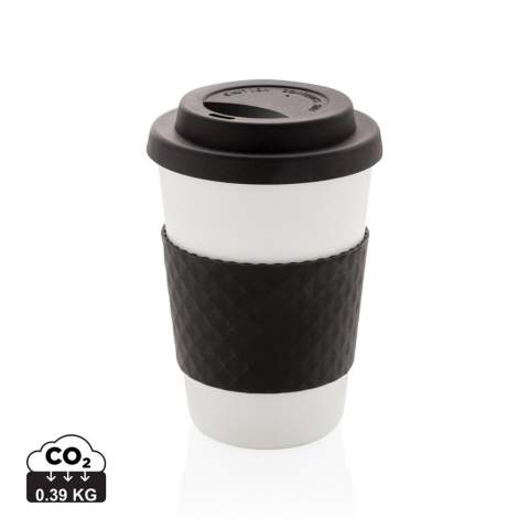 Stop met het gebruik van wergwerpartikelen! Breng je eigen beker mee en draag bij aan een wereld zonder wegwerpartikelen. Deze lichtgewicht en duurzame bekers zijn perfect voor je koffie onderweg. 100 graden Celsius voedselveilig goedgekeurd. Met siliconen deksel en sleeve. Geschikt voor de vaatwasser en magnetron. Past gemakkelijk onder de meeste koffiemachines. Inhoud: 270 ml.<br /><br />HoursHot: 2<br />HoursCold: 4
