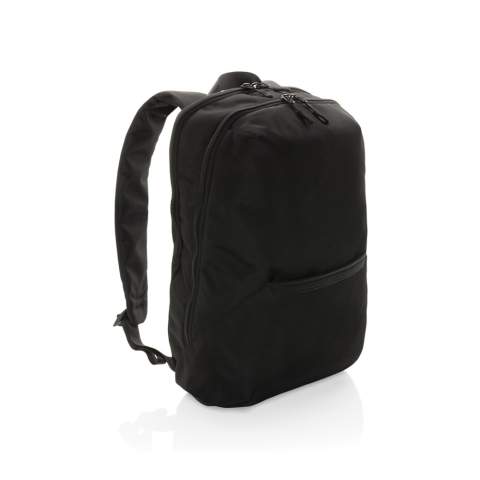 Look sharp in and out of the office with this sleek looking minimalistic design backpack. The backpack features a separate 15.6 inch laptop compartment and a zipper front pocket. The exterior material and lining is made with recycled polyester. With AWARE™ tracer that validates the genuine use of recycled materials. Each bag  has reused 32.7 0.5L PET bottles. 2% of proceeds of each Impact product sold will be donated to Water.org. PVC free.<br /><br />FitsLaptopTabletSizeInches: 15.6<br />PVC free: true