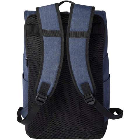 15,6 inch laptoprugzak met gewatteerd laptopvak, gewatteerde verstelbare schouderbanden, hoofdvak met ritssluiting en rolsluiting, 2 handgrepen en voorvak met ritssluiting. GRS-gecertificeerd.