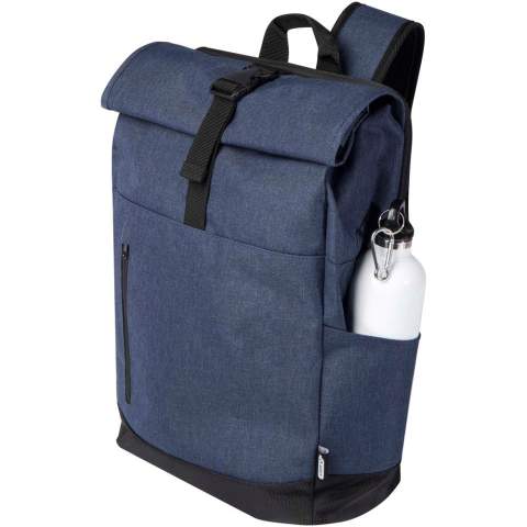 15,6 inch laptoprugzak met gewatteerd laptopvak, gewatteerde verstelbare schouderbanden, hoofdvak met ritssluiting en rolsluiting, 2 handgrepen en voorvak met ritssluiting. GRS-gecertificeerd.