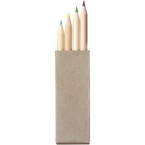 4 coloured pencils inside a paper box. Decoration not available on components.