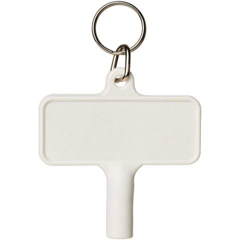 Utility key with keychain for items such as radiators, meterboxes, street poles. The dimensions for the opening is a square shape with 5 mm edges.