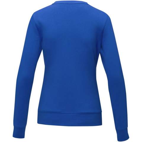 The Zenon women's crewneck sweater – combines comfort with a classic design. Made from a 240 g/m² blend of cotton and polyester. The classic crew neck design is accentuated by flat knit rib details on the collar, cuffs, and bottom hem, providing a snug fit and a touch of sophistication. Additionally, the interior custom branding options allow personalised branding or customisation inside the sweater. The brushed interior adds an extra layer of coziness, making it perfect for colder days. With its thoughtful design and quality materials, the Zenon sweater is a versatile essential that adds a dash of individuality to your look while ensuring maximum comfort. This sweater is designed with a fitted shape for a feminine look. 