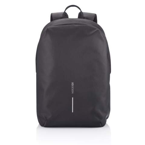 For university, school, work, or your next trip, the Bobby Soft Backpack is ready! The iconic Bobby anti-theft design with hidden RFID-protected pockets, no front access and hidden zippers is now complemented with a twist-lock zipper puller. In the main compartment, you can easily organise your gear with a padded 15.6" laptop compartment, notebook pocket, smart pockets and a keychain clip. The top of the backpack is expandable giving additional space. This backpack is also equipped with an integrated USB charging port and water-repellent material. Made from R-pet fabric with the AWARE™ tracer. With AWARE™, the use of genuine recycled fabric is guaranteed. 46% recycled content. Registered design®<br /><br />FitsLaptopTabletSizeInches: 15.6<br />PVC free: true