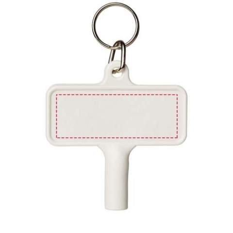Utility key with keychain for items such as radiators, meterboxes, street poles. The dimensions for the opening is a square shape with 5 mm edges.