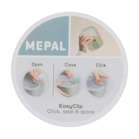 Durable and space-saving plastic food container with a click lid, from the Mepal brand. 100% recyclable. With just one click the box becomes leakproof and airtight. Perfect for storing leftovers, pre-cut vegetables and salads, but also for heating meals. The transparent lid allows you to see at a glance what is in this stackable box. Compact and easy to store. The lid has a unique steam valve that you must open when you place the box into the microwave. This box is also suitable for the steam oven and freezer. BPA-free and food-approved, this box is supplied with a 2-year Mepal factory warranty. Capacity 1,000 ml. Made in Holland.     STOCK AVAILABILITY: Up to 1000 pcs accessible within 10 working days plus standard lead-time. Subject to availability.