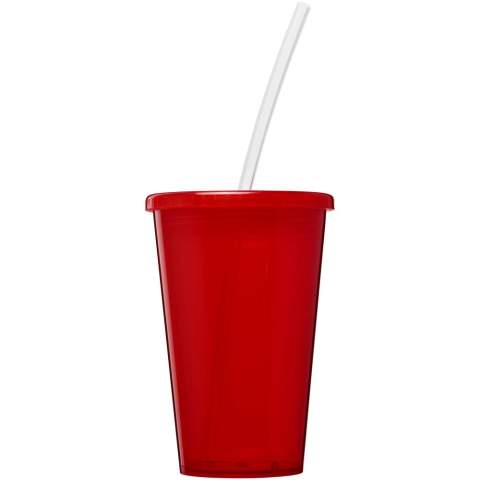 Double-wall translucent insulated tumbler. Supplied with a PE straw. Volume capacity is 350 ml. Made in the UK. EN12875-1 compliant and dishwasher safe.