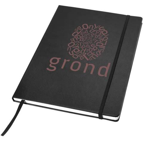 Exclusief ontworpen klassiek hardcover A4 formaat notitieboek met elastieksluiting en 80 pagina's van 80 gram gelinieerd papier. Opbergvak aan de binnenkant. Geleverd in een Journalbooks geschenketui.