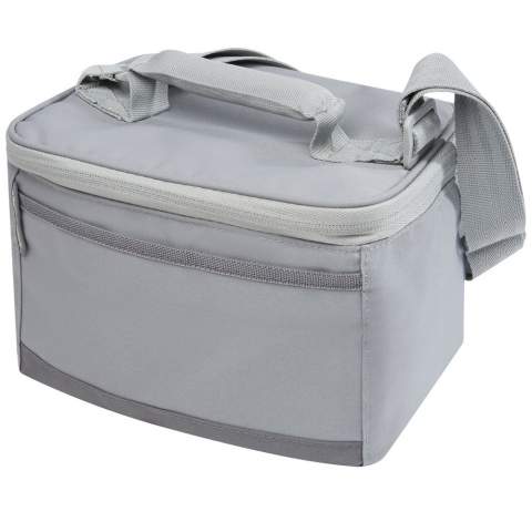 The Arctic Zone® 6-can lunch cooler bag features Repreve® exterior materials made from recycled plastic bottles. The cooler can be carried either with the adjustable shoulder strap, or with the top padded grab handle. The front slash pocket is the perfect place to keep your extra face mask or a quick snack. The interior of the cooler bag features high density thermal insulation.