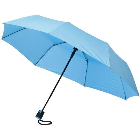 The Wali 21" foldable umbrella looks small and compact but provides excellent shelter from the rain. The umbrella is an auto-open umbrella, which means that it opens within a push of a button. Furthermore, the umbrella has a metal frame, flexible fibreglass ribs and a sturdy plastic rubber-coated handle for a good grip. Delivered with a pouch that protects the umbrella from damage and makes it easy to store.