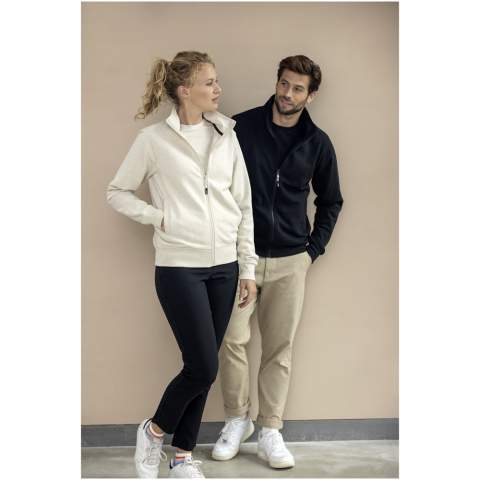 The Galena unisex recycled full zip sweater – a perfect fusion of style, sustainability and functionality. Made of 320 g/m² recycled cotton and recycled polyester, this sweater leads the way for sustainable fashion. Practicality meets aesthetics with front pockets, and the recycled front zipper supports the sustainable claim even further. The sweater incorporates Cyclo® recycled fibres where they use pre-sorted waste that determines the colour of the yarn. These fibres do not only reduce the demand for virgin resources but also exhibit a commitment to a circular life, embodying the essence of reducing waste and promoting a closed-loop system. Each sweater also comes with an Aware™ tracer. This innovative feature allows users to trace the origins and journey of their item through a QR code, enhancing transparency in the supply chain and fostering a stronger connection between the product and its production process. With environmental awareness growing, the Galena unisex full zip sweater is the ideal sustainable choice.