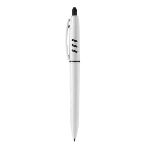 The S30 ball pen in hardcolour is a white pen with coloured details. It includes a pusher mechanism and a blue writing X20 refill. The pen is made of ABS and is Made in Europe. From orders of 5.000 pieces, you can choose your own colour combination.