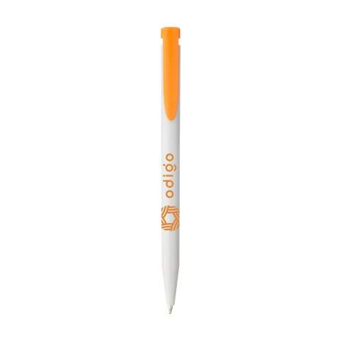 WoW! Stylo à bille à encre bleue, fabriqué à 85 % d'ABS recyclé post-consommation provenant d'appareils électroménagers. Le plastique recyclé est trié et transformé en une nouvelle matière première manufacturable. Ce stylo est imprimé en standard avec le symbole de recyclage.
