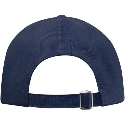 Sustainable promotional headwear. Pre-curved visor. Embroidered eyelets for ventilation. Tri-glide metal buckle closure. Head circumference: 58 cm.