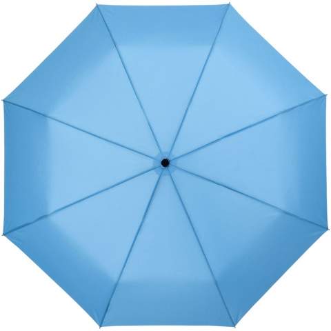 De Wali 21" opvouwbare paraplu ziet er klein en compact uit, maar biedt uitstekende beschutting tegen de regen. De paraplu is een auto-open paraplu, wat betekent dat hij binnen een druk op de knop open gaat. Verder heeft de paraplu een metalen frame, flexibele fiberglas baleinen en een stevig kunststof handvat met rubberen coating voor een goede grip. Geleverd met een etui dat de paraplu beschermt tegen beschadiging en hem gemakkelijk op te bergen maakt.