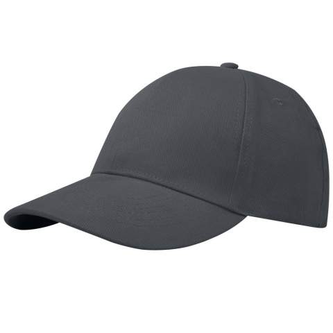Sustainable promotional headwear. Pre-curved visor. Embroidered eyelets for ventilation. Tri-glide metal buckle closure. Head circumference: 58 cm.