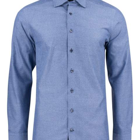 Een lichtgewicht, strijkvrij overhemd met een geborsteld oppervlak dat zorgt voor een unieke, luxueuze en superzachte feel. Het biedt alle prestaties en draagcomfort die je nodig hebt, met tot 20% stretch in de breedte. Het shirt heeft een zachte moderne cut-away kraag met verborgen button-down functie. Blauwe details in de kraag, manchetten en knoopsluiting. Eenvoudig te dragen. Smart & casual. Regular Fit.