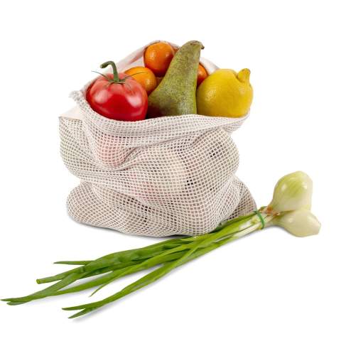 Réduisez le nombre de sacs en plastique dans les supermarchés grace à l'utilisation de votre propre sac de courses. Il est fabriqué dans un coton non blanchi et convient parfaitement au transport des fruits et légumes. Réutilisez-le encore et encore. Lorsqu'il est sale, lavez-le simplement à basse température (car il pourrait rétrécir).