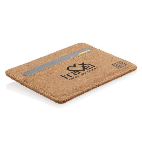 Beautifully made from natural cork and with secure RFID protection. The RFID-blocking material protects against identity theft and electronic pickpocketing. Including 3 easy access card slots which can hold up to 6 cards.